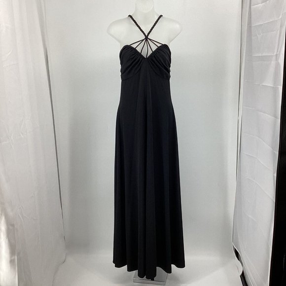 Vintage Ayres Unlimited Womens Size S/M Black Strappy 60's-70's Maxi Dress Disco - Picture 1 of 11